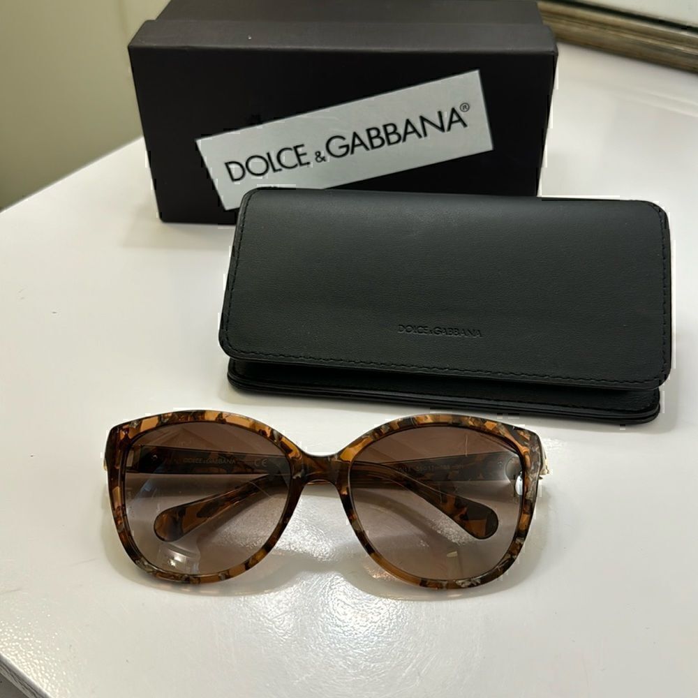 DOLCE & GABBANA DG 4162P 2550/13 Marble Brown/Gold 56-17-135 3N Sunglasses